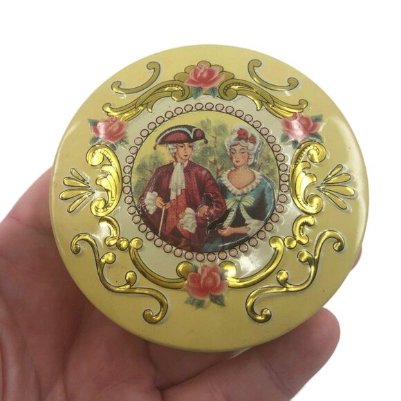 Vintage Tin Barat Ware Miniature Container Made in England Edwardian Couple 3" - Picture 6 of 8